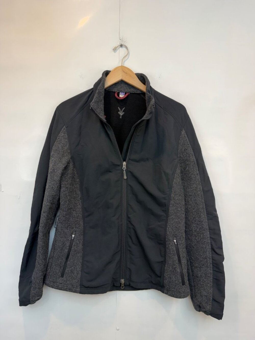 Ibex Women's Climawool Lite Softshell Jacket Full Zip Size Large Gray Black